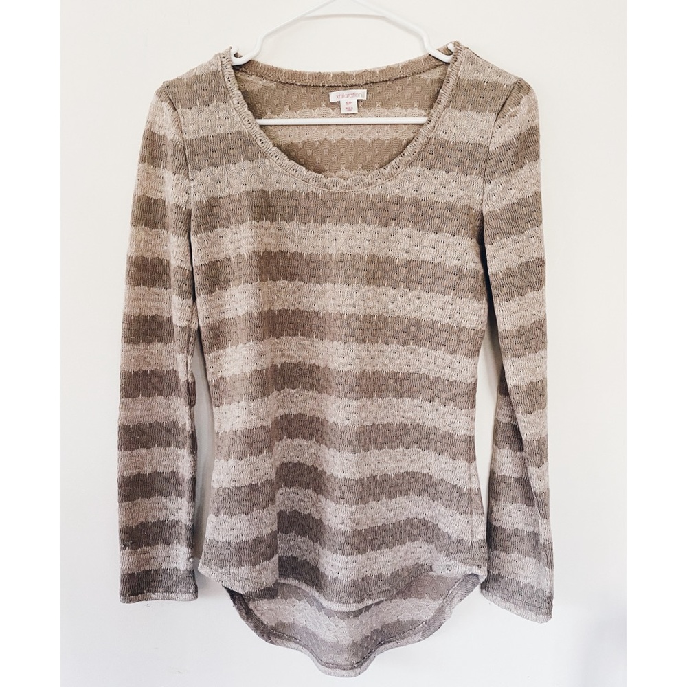 Scalloped Striped tan sweater